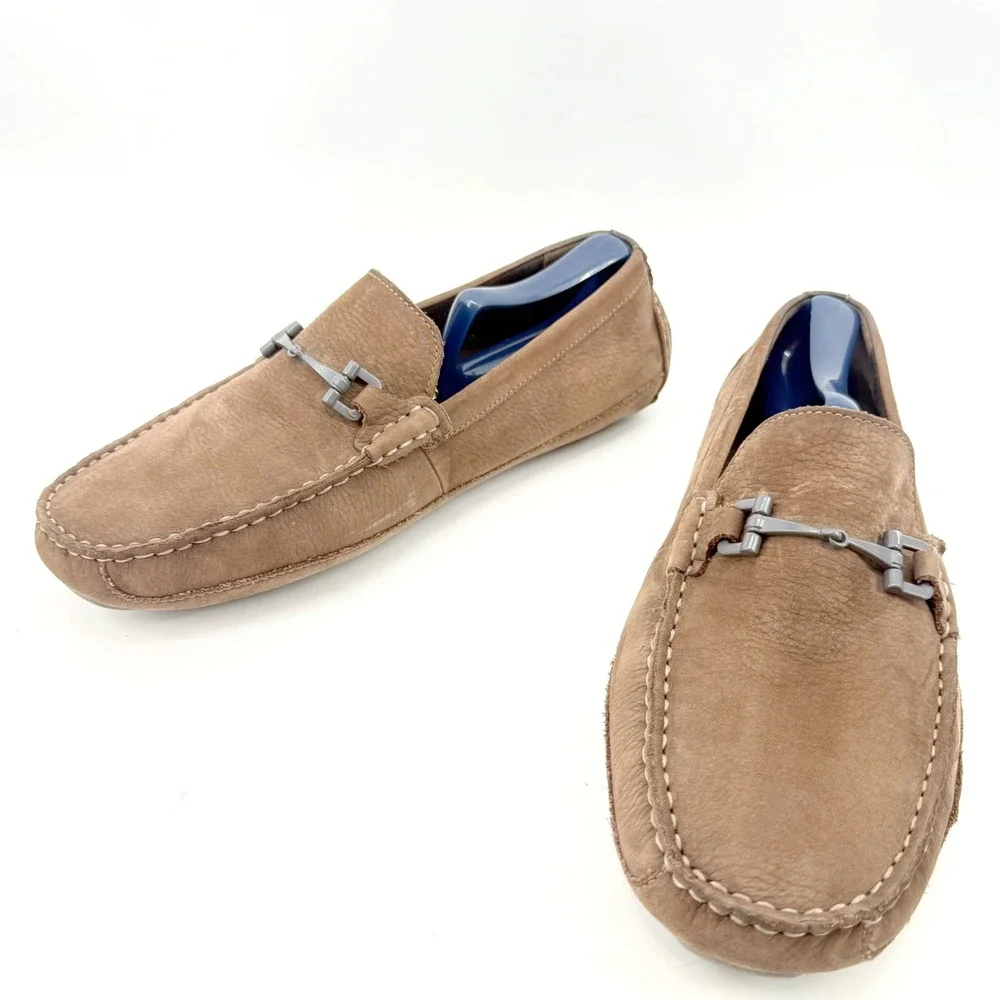 Cole Haan Grand.OS Driving Loafers Mens 9 Brown Suede Leather Horse Bit  Preppy